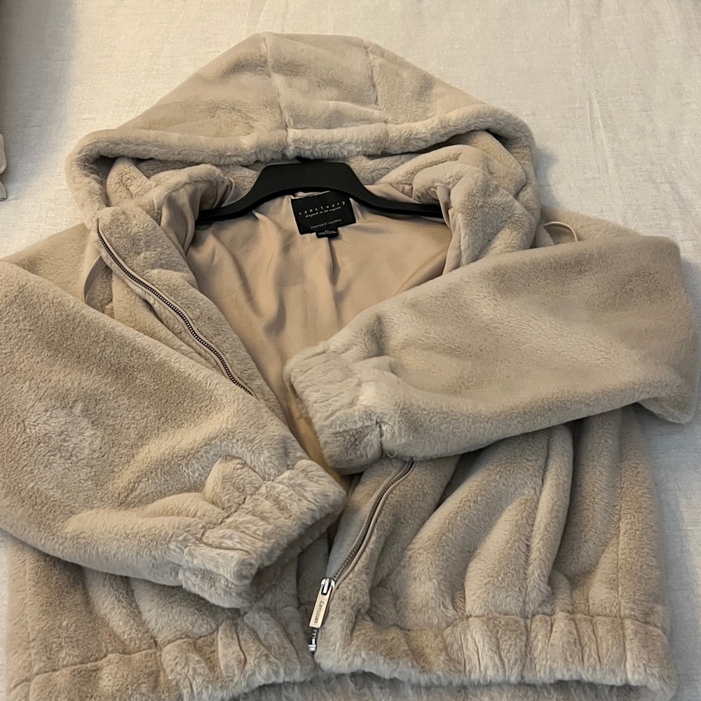 Sanctuary Soft Tan Teddy warm coat / Jacket NWOT .